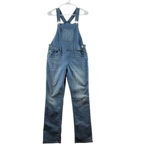 Levis Girlfriend Overall Jeans 28" Cotton Stretch Comfort Chore Utility READ
